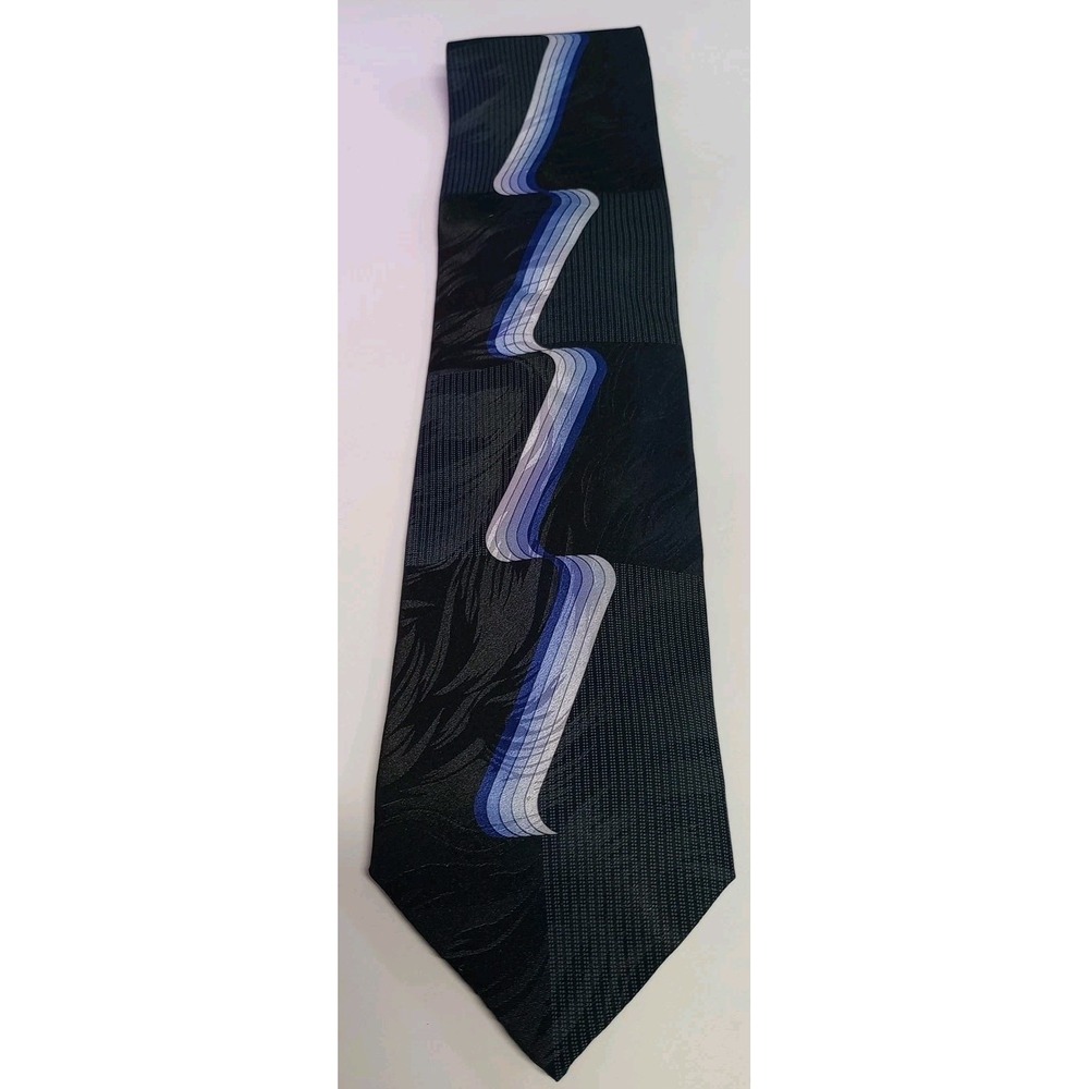 Croft & Barrow Black And Blue Striped 100%‎ Silk Tie